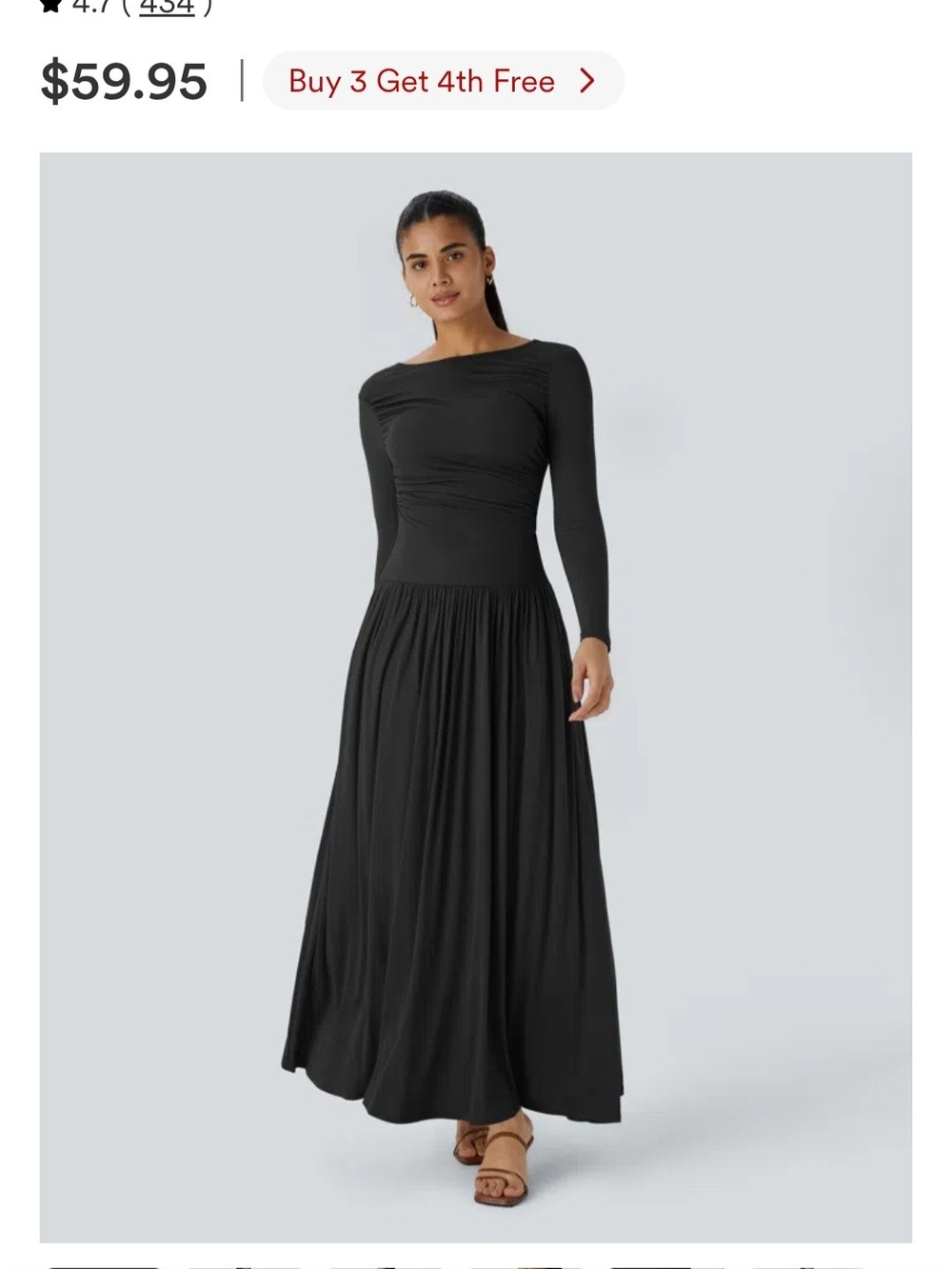 Ribbed Boat Neck Long Sleeve Ruched Pocket Flowy Maxi Casual Dress - Picture 1 of 3
